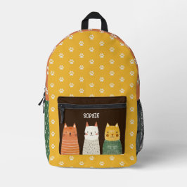 Pw Muster Whimsikkatzen Farbiger Individuelle Name Bedruckter Rucksack