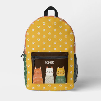 Pw Muster Whimsikkatzen Farbiger Individuelle Name Bedruckter Rucksack