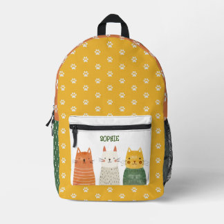 Pw Muster Whimsikkatzen Farbiger Individuelle Name Bedruckter Rucksack