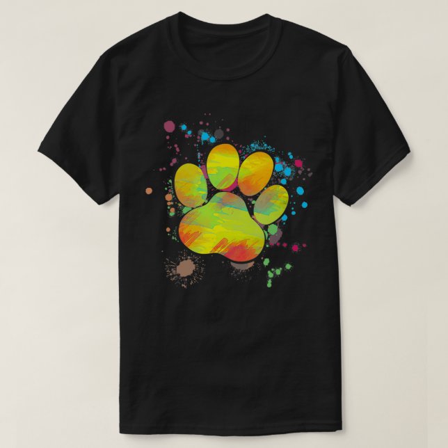PW Print Paint Art Graphic Animal Dog Paw T-Shirt (Design vorne)