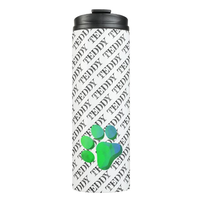 PW Print Pet NAME Muster farbenfroh Moderne Fun Thermosbecher (Vorderseite)