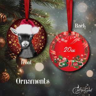 Pygmée Chèvre Santa Hat Ornement de Noël