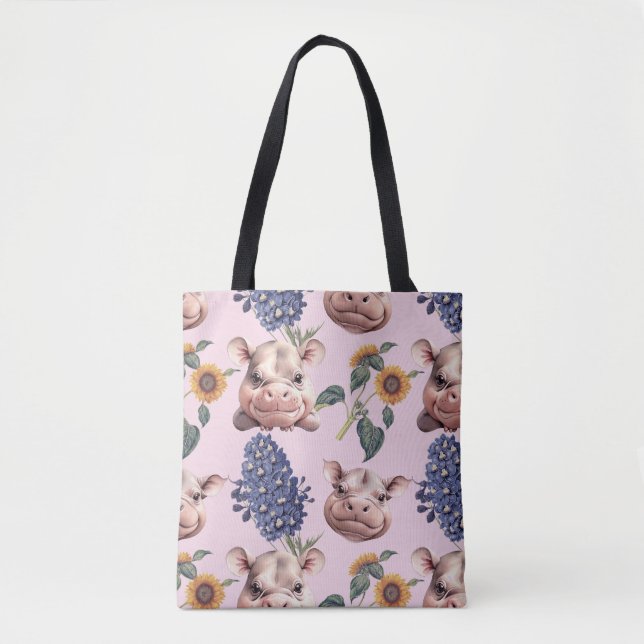 Pygmée Joueuse Hippo & Sac fourre-tout Floral (Devant)