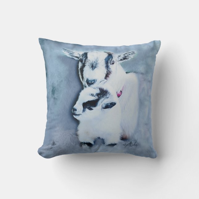 Pygmy Goat Lovers Portrait of Mama and Baby Kissen (Vorderseite)