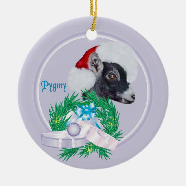 Pygmy Goat Santa Wreath Holiday Ornament (Vorne)