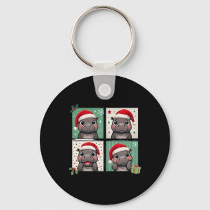 Pygmy Hippo Meme Santa Claus Hat Fotobooth Funny Schlüsselanhänger