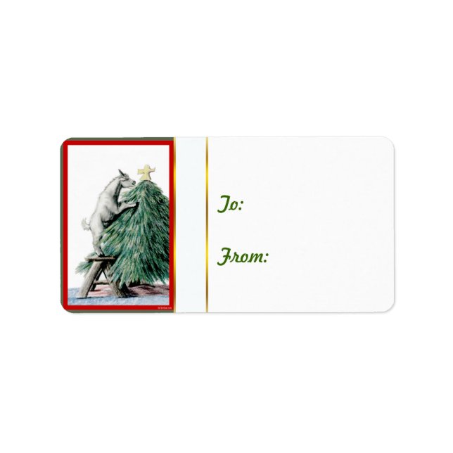 Pygmy in Tree Goat Weihnachtsgeschenk Sticker Adressaufkleber (Vorne)