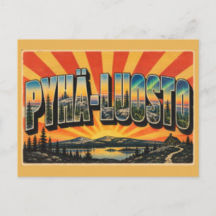 Pyhä-Luosto Felsen Aurora Vintage Reise Kunst Postkarte