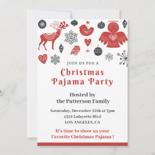 Pyjama Christmas Invitations mignonne illustration