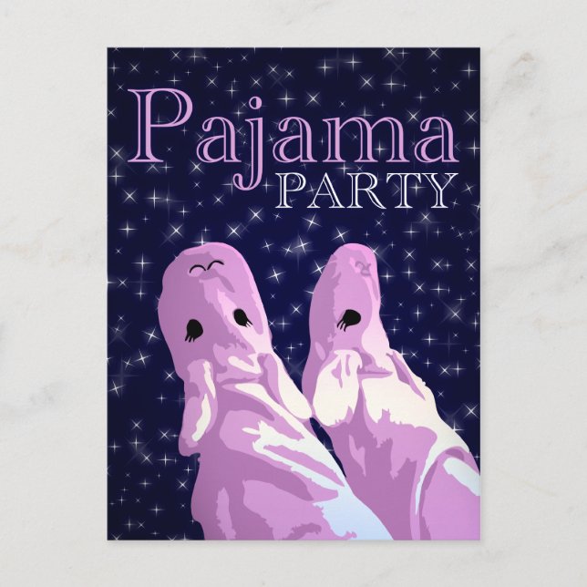 Pyjama-Party Einladungen: Nacht Einladungspostkarte (Vorderseite)