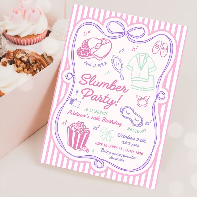 Pyjama Party Mädchen Geburtstag Einladung (Von Creator hochgeladen)