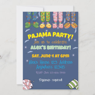 Pyjama-Party Verrückte Pyjamas und Hausschuhe Gebu Einladung