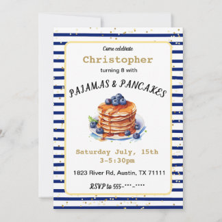 Pyjamas et crêpes Invitation d'anniversaire