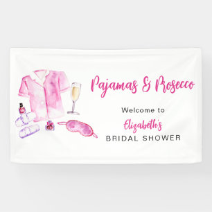 Pyjamas und Prosecco Brautparty Deko in Rosa Banner