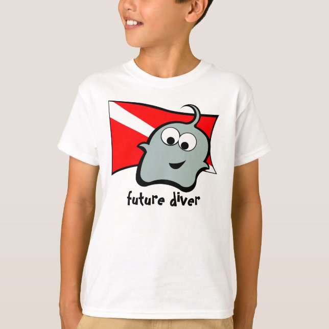 Pynkie Q blauer zukünftiger Taucher T-Shirt (Vorderseite)
