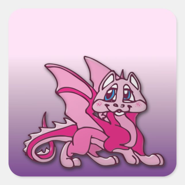 Pynky der Drache Quadratischer Aufkleber (Vorderseite)