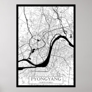 Pyongyang Nordkorea Karte Poster