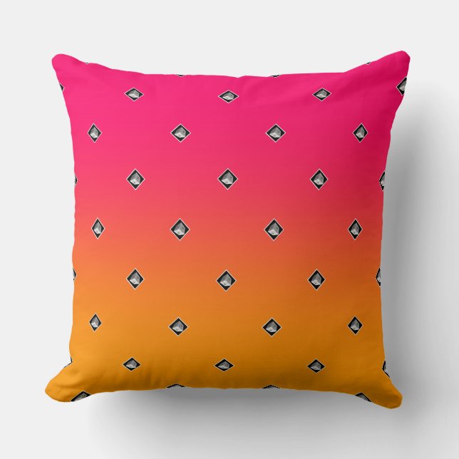 Pyramid Cube Repeat Pink Yellow Kissen (Vorderseite)
