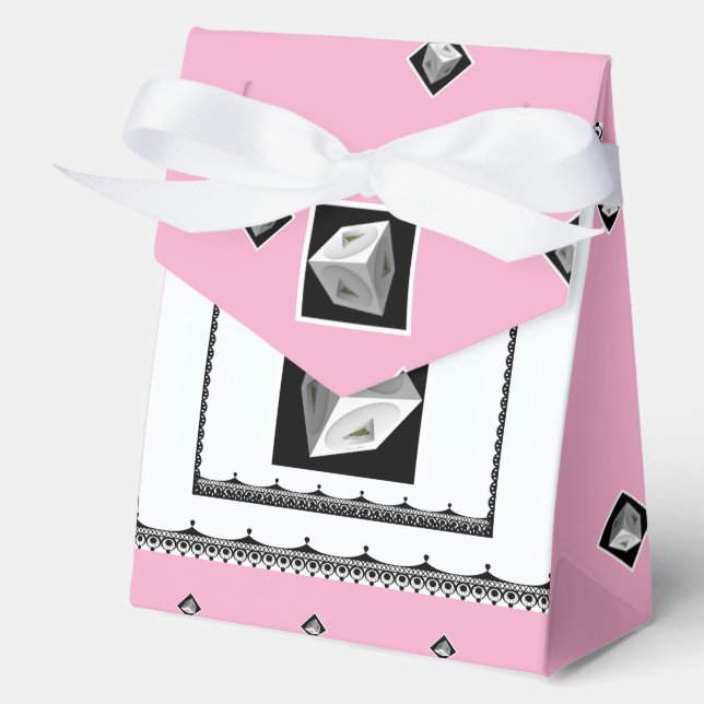 Pyramid Cube Schwarz-weiß Pink Geschenkschachtel (Vorderseite)