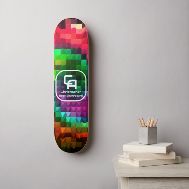 Pyramid Fraktal Monogram Multicolors Skateboard (Wandkunst)