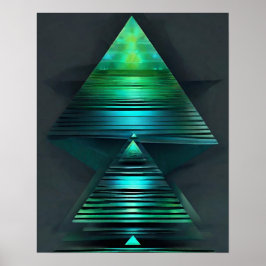 PYRAMID GREEN AQUAMARIN LIGHT ART POSTER
