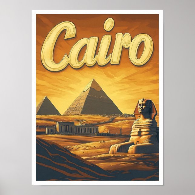 Pyramid Kairo Ägypten Vintage Reise Illustration Poster (Vorne)