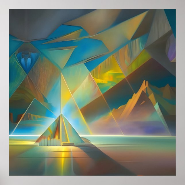 Pyramid Landscape Geometric Abstract Design Poster (Vorne)