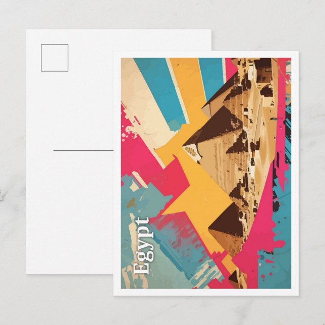 Pyramide Ägypten Pop Art Travel Illustration Postkarte (Vorne/Hinten)