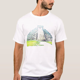 Pyramide Chichen Itza des Aquarell-Entwurfs T-Shirt