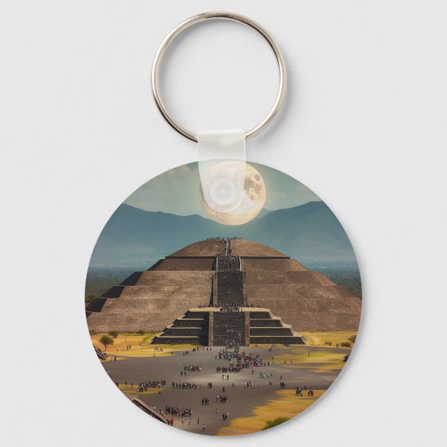 Pyramide des Mondes, Teotihuacan, Mexiko-Reise Schlüsselanhänger (Vorderseite)