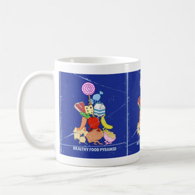Pyramide "Gesunde Lebensmittel" lustige Cartoon Kaffeetasse (Links)