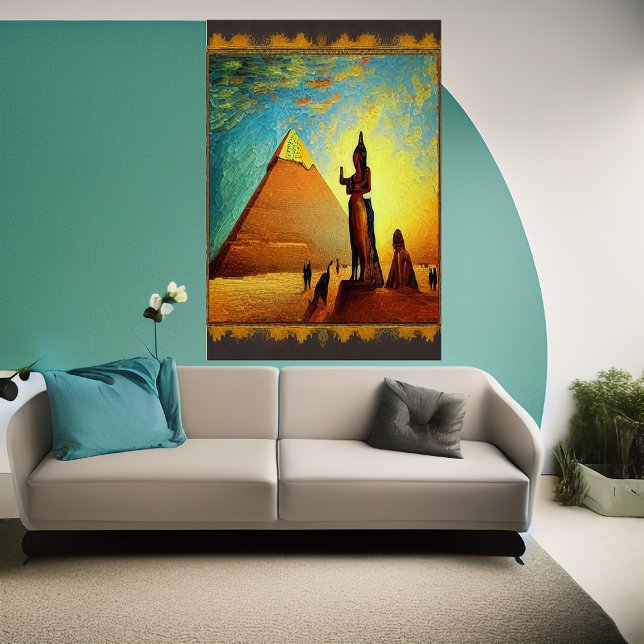 Pyramide, Statues, Egypte | AI Art Poster (Créateur téléchargé)