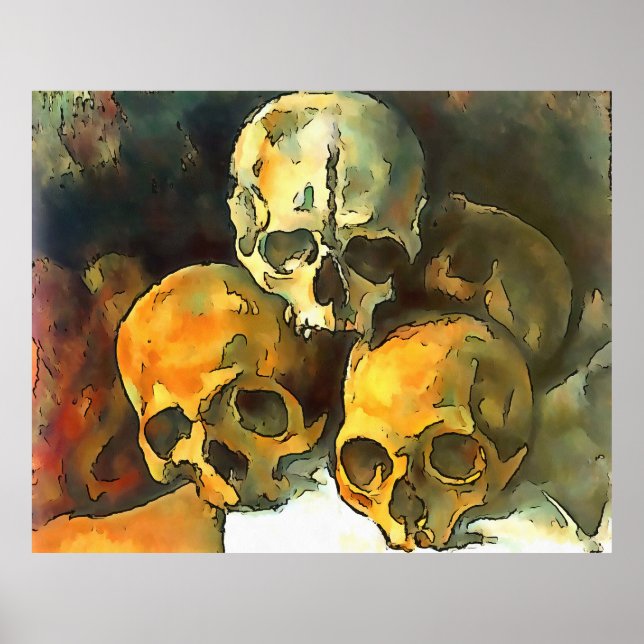Pyramide von Skulls Schwarze Kontur Poster (Vorne)
