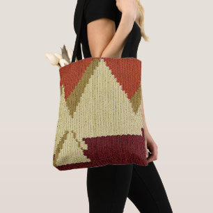 Pyramiden Beige Rust Burgund Kunsthandwerk Crochet Tasche