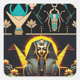 Pyramiden & Sphinx   Ästhetik des alten Ägyptens Quadratischer Aufkleber