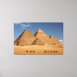 Pyramiden von Gizeh und Kamelen Leinwand Kunst