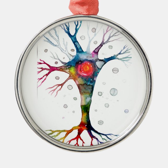 Pyramidenneuron im Neocortex Ornament Aus Metall (Vorne)