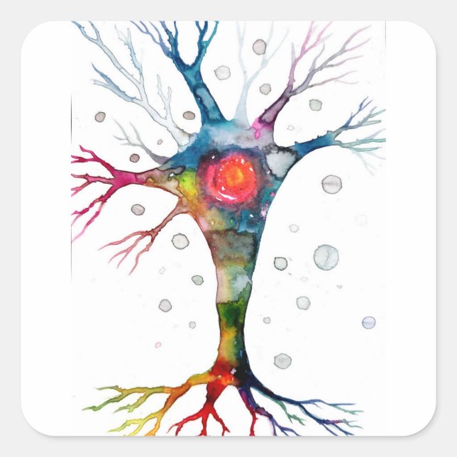 Pyramidenneuron im Neocortex Quadratischer Aufkleber (Vorderseite)