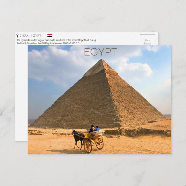 Pyramides de Gizeh, Égypte Carte postale (Devant / Derrière)