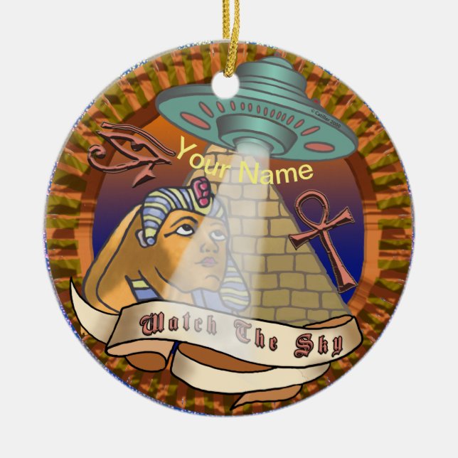 Pyramids Alien Spaceship Keramik Ornament (Vorne)