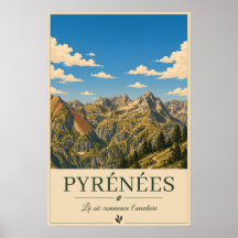 Pyrenäen Frankreich – Illustrierte Landschaft mit