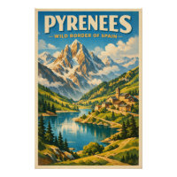 Pyrenäen, Spanien, in klassischer Retro-Reiseoptik