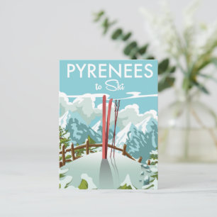 Pyrenäen zum Skifahren drucken. Postkarte