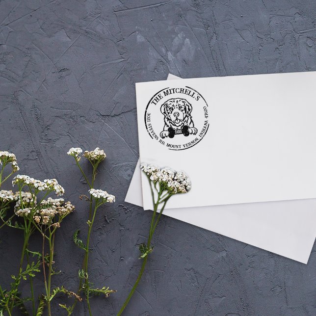 Pyrenean Mountain Dog Family Return Address  Gummistempel (Von Creator hochgeladen)