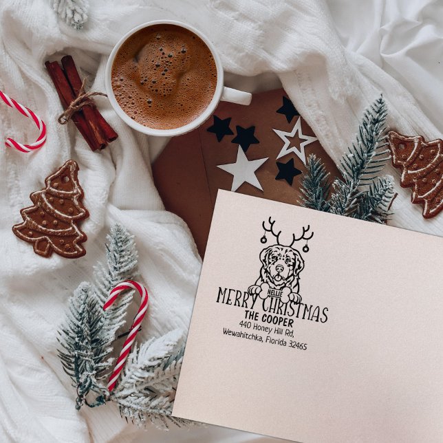 Pyrenean Mountain Dog Weihnachtszeit-Rücksendeadre Gummistempel (Von Creator hochgeladen)