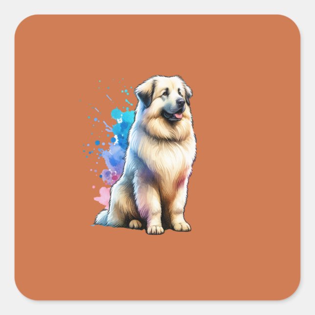 Pyrenean Shepherd Dog Quadratischer Aufkleber (Vorderseite)