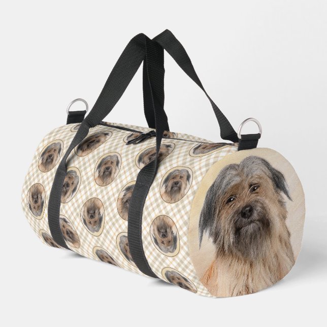 Pyrenean Shepherd Malerei Long-Haird Fawn Dog Art Duffle Bag (Linke Seite)
