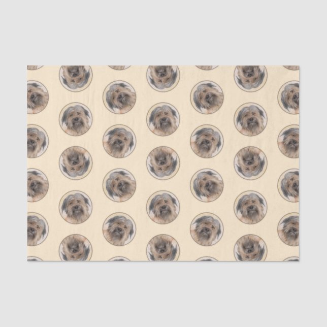 Pyrenean Shepherd Malerei Long-Haird Fawn Dog Art Seidenpapier (Vorderseite)