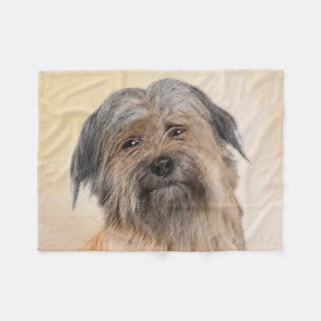 Pyrenean Shepherd Malerei - Niedliche Original Dog Fleecedecke (Vorderseite (Horizontal))