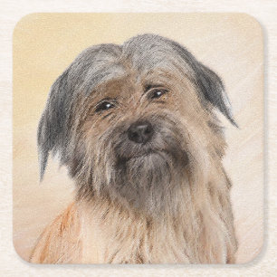 Pyrenean Shepherd Malerei - Niedliche Original Dog Rechteckiger Pappuntersetzer